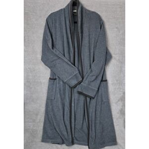 L.L. Bean Robe Mens Medium Gray Fleece  Lounge Pockets Old Money Heritage